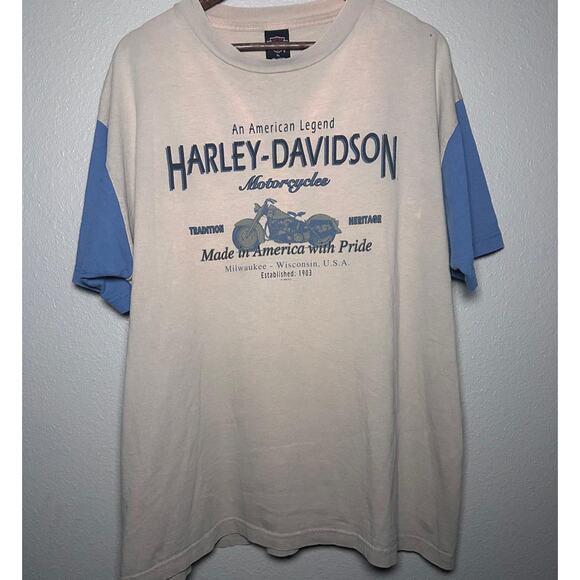 🏙️ Harley-Davidson Two-Tone Tee – Size XL 1995
